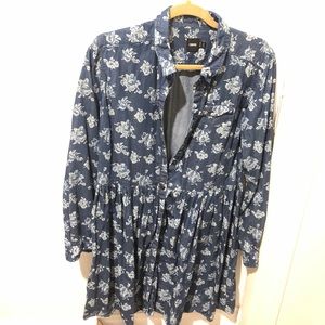 ASOS denim floral print button up dress